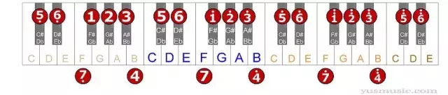 12大调音阶与键盘音名、简谱的对应表