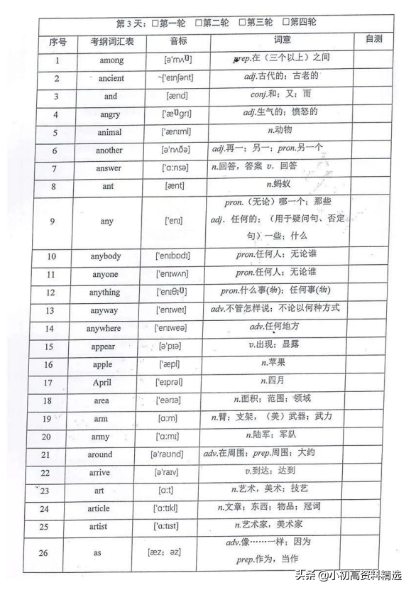 一天一页一个月背完初中英语1600单词和词汇，学霸都在背