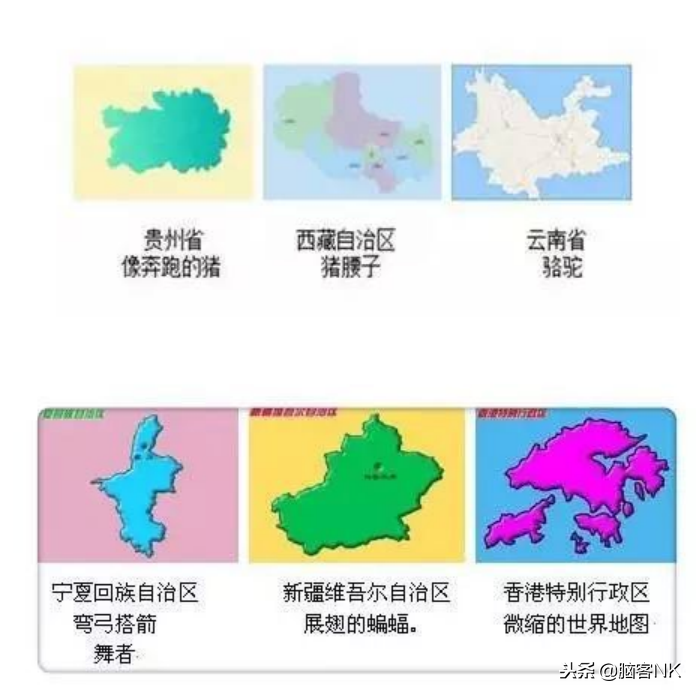 1分钟巧记中国34个省级行政区形状，你只需要这张图