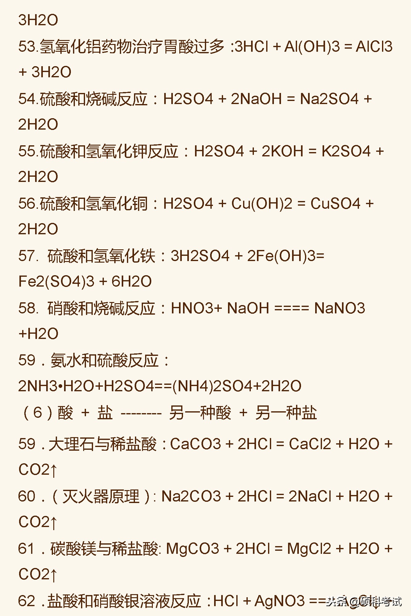 初三化学常见反应方程式及分类汇总，期末考试复习专用